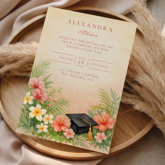 Hibiscus Floral Graduation Party Einladung