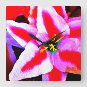 Hibiscus Flower Quadratische Wanduhr