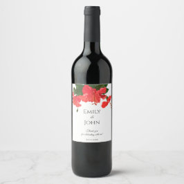 Hibiscus flower Wine Bottle Label Weinetikett