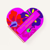 HIbiscus Flowers Heart Shaped Notebook Notizblock (Vorderseite)