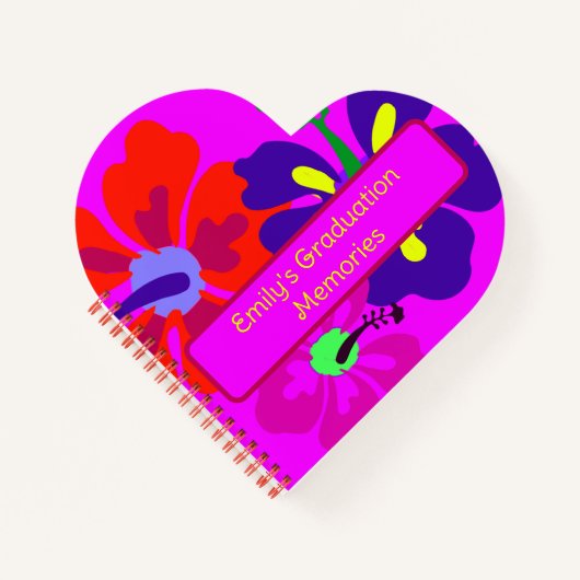 HIbiscus Flowers Heart Shaped Notebook Notizblock (Vorderseite)