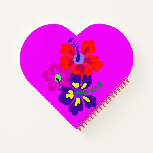 HIbiscus Flowers Heart Shaped Notebook Notizblock (Rückseite)