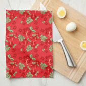 Hibiscus Flowers Red Tropical Pattern Geschirrtuch (Viertel Falte)