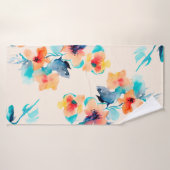 Hibiscus flowers watercolor illustration pattern badehandtuch (Badehandtuch)