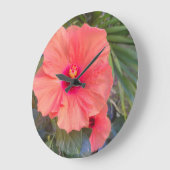 Hibiscus Glow Große Wanduhr (Winkel)