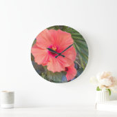 Hibiscus Glow Große Wanduhr (Zuhause)