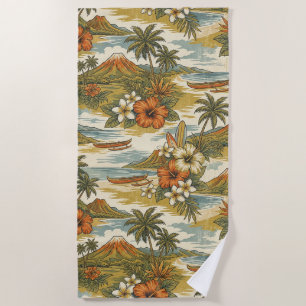Hibiscus-Insel Hawaiian Scenic - Gold und Orange Strandtuch