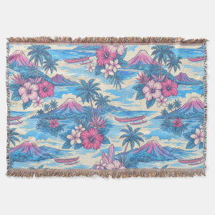 Hibiscus-Insel Hawaiian Scenic - Rosa und Blau Decke