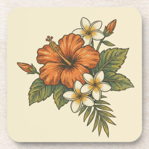 Hibiscus-Insel Hawaiianisches Motiv - Reversibles Getränkeuntersetzer
