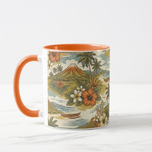Hibiscus Island Hawaiian Scenic- Burnt Orange Tasse (Links)