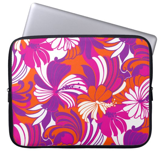 Hibiscus Jungle Hawaiian Tropical Pink Wetsuit Laptopschutzhülle (Vorderseite)