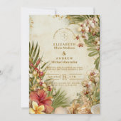 Hibiscus Palm Destination Wedding Einladung (Vorderseite)