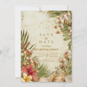 Hibiscus Palm Destination Wedding Save The Date (Vorderseite)