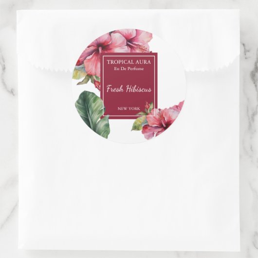 Hibiscus Perfume Label Runder Aufkleber (Tasche)