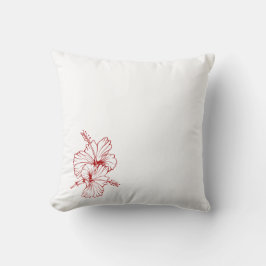 Hibiscus Square Pillow | Elegant Floral Throw Pill Kissen