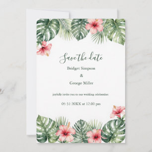 Hibiscus Vintage Hawaii Florale Tropische Hochzeit Einladung