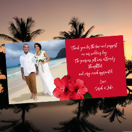 Hibiscus Wedding Photo Budget Thank You Cards Dankeskarte
