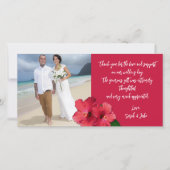 Hibiscus Wedding Photo Budget Thank You Cards Dankeskarte (Vorderseite)