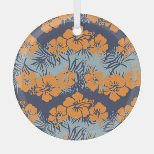 Hibiscusblüten: Vintage-Blumen-Wallpaper Ornament Aus Glas