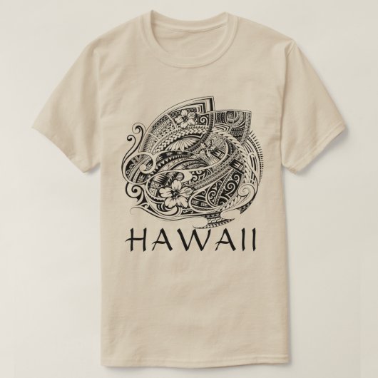 HIBISICUS POLYNESIAN TRIBAL HAWAII Blank T-Shirt (Design vorne)