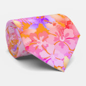 Hibisken bei Holly Unisex Hawaiian Print Krawatte (Gerollt)