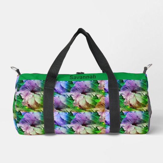 Hibisken-Blume Abstrakt Beunruhigt Personalisiert Duffle Bag (Vorderseite)