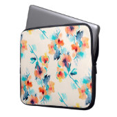 Hibisken Blume Aquarellmuster Laptopschutzhülle (Vorderseite Links)