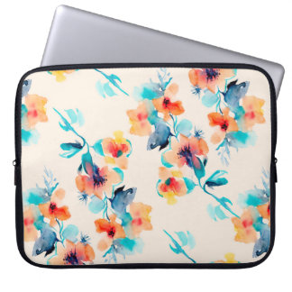 Hibisken Blume Aquarellmuster Laptopschutzhülle