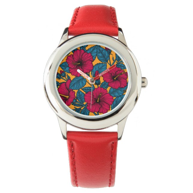 Hibisken-Blume Armbanduhr (Vorderseite)