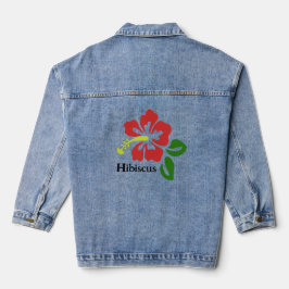 Hibisken Blume Design Denim Jacket Jeansjacke