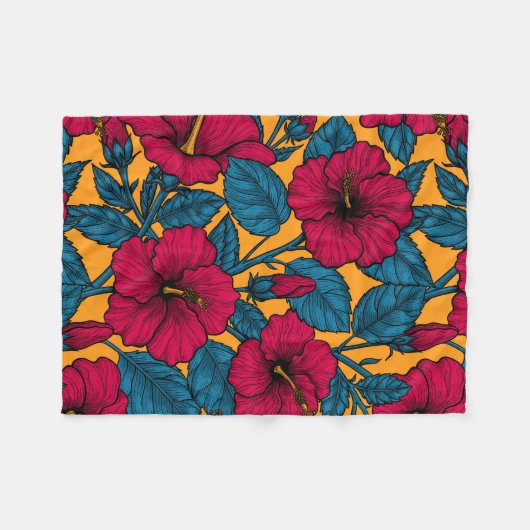 Hibisken-Blume Fleecedecke (Vorderseite (Horizontal))