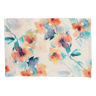 Hibisken-Blume: Illustrationsmuster für Wasserfarb Kissenbezug