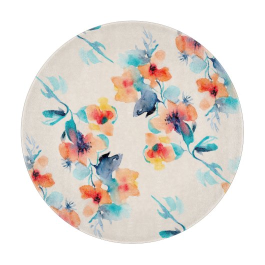 Hibisken-Blume: Illustrationsmuster für Wasserfarb Schneidebrett (Vorderseite)