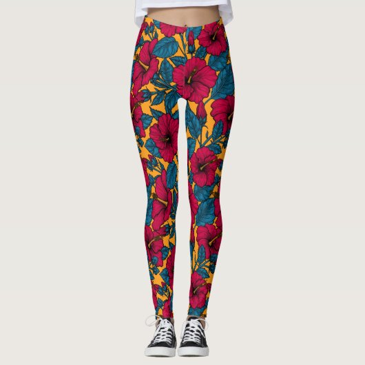 Hibisken-Blume Leggings (Vorderseite)