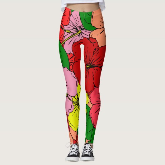 Hibisken-Blume Leggings (Vorderseite)