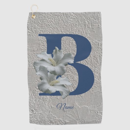 Hibisken Blume Monogram Initial B Ihr Name Golfhandtuch (Vorderseite)