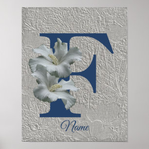 Hibisken Blume Monogram Initial F Your Name Poster