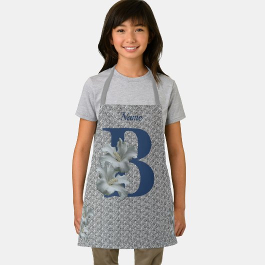 Hibisken Blume Monogramm Anfangsname B Schürze (Insitu)