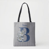 Hibisken Blume Monogramm Anfangsname B Tasche (Vorderseite)