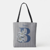 Hibisken Blume Monogramm Anfangsname B Tasche (Rückseite)