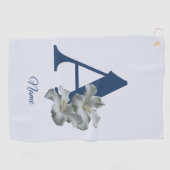 Hibisken-Blume-Monogramm Initial A Your Name Golfhandtuch (Horizontal)