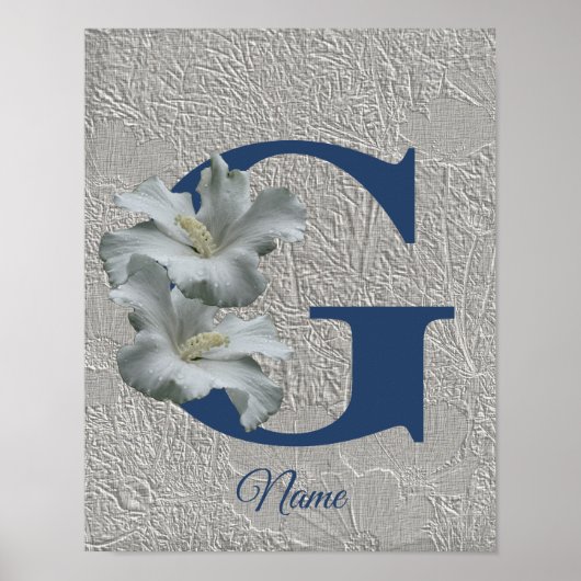 Hibisken Blume Monogramm Initial G Ihr Name Poster (Vorne)