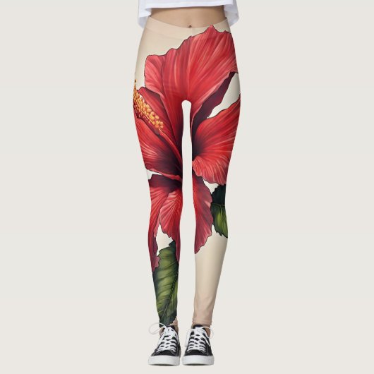 Hibisken-Blume-Muster - Multiprint-Leggings Leggings (Vorderseite)