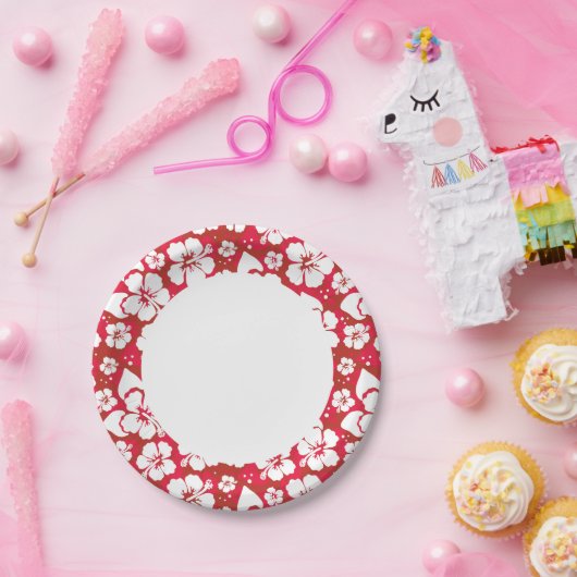 Hibisken-Blume-Muster Pappteller (Party)