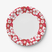 Hibisken-Blume-Muster Pappteller (Vorderseite)