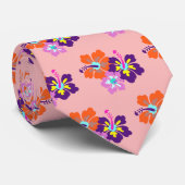 Hibisken Blume Muster Rosa Blumengärten Krawatte (Gerollt)