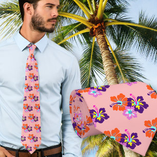 Hibisken Blume Muster Rosa Blumengärten Krawatte