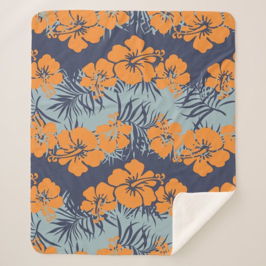 Hibisken Blume nahtlos Muster, Vintage Blumenmuste Sherpadecke (Vorderseite)