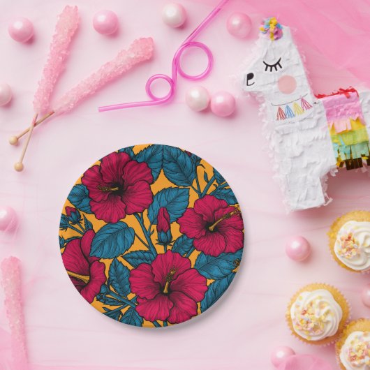 Hibisken-Blume Pappteller (Party)