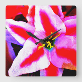 Hibisken Blume Quadratische Wanduhr